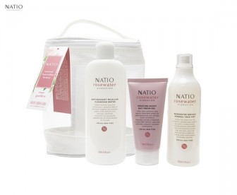 Natio 娜迪奥 玫瑰庄园套装 送 随身袋（卸妆水 250ml+日霜凝露 75ml+保湿喷雾 200ml）Natio Rose Garden Set